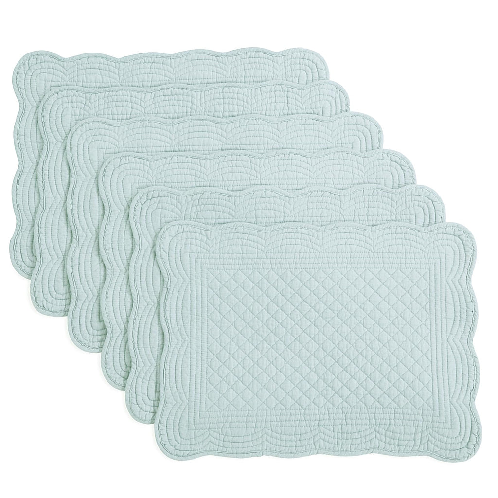 HOMBYS Quilted Placemats Set of 6 Washable-13x18 inches Rectangular Placemats for Kitchen Table-100% Cotton Fabric Rectangular Table Mats, (Emerald Green)