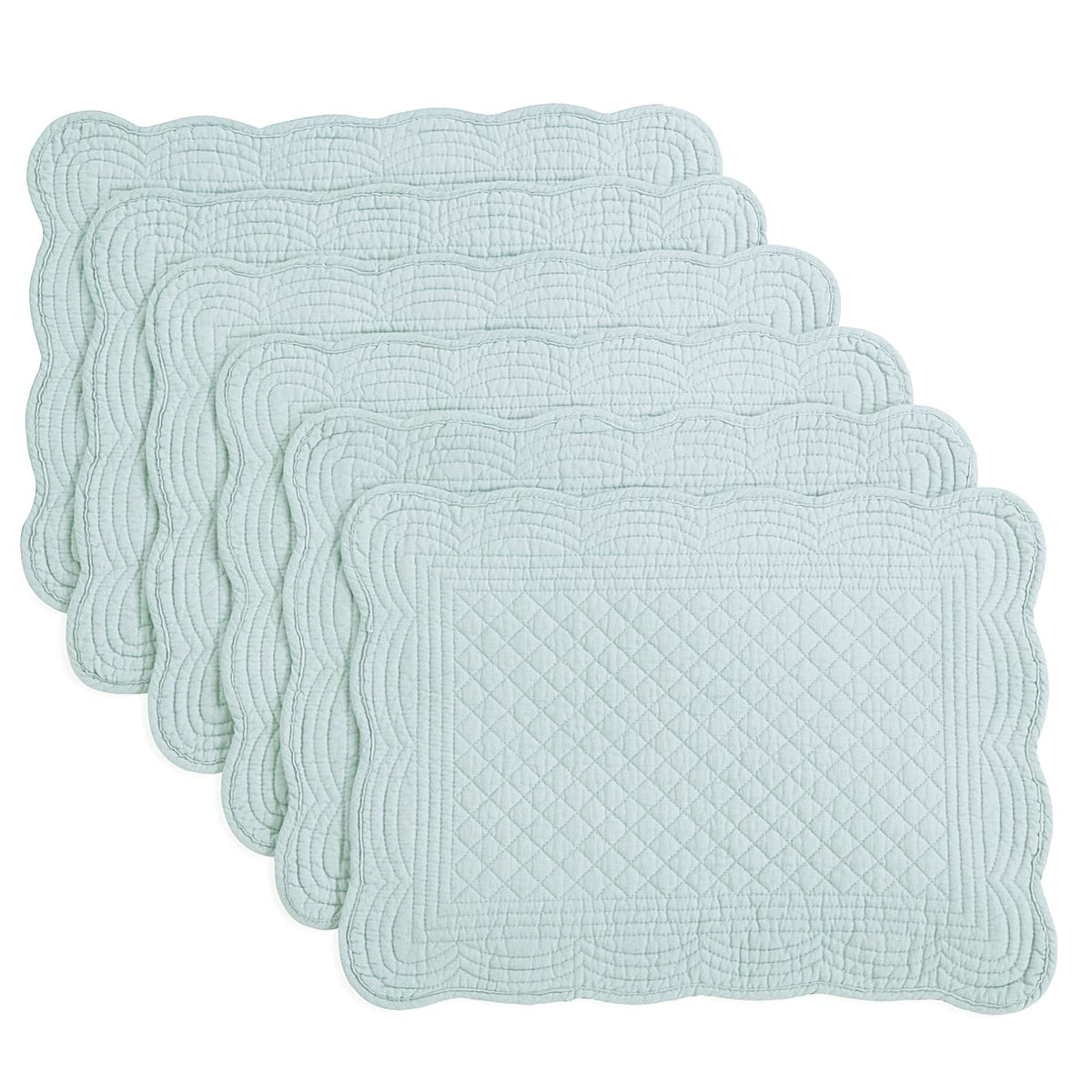 HOMBYS Quilted Placemats Set of 6 Washable-13x18 inches Rectangular Placemats for Kitchen Table-100% Cotton Fabric Rectangular Table Mats, (Emerald Green)