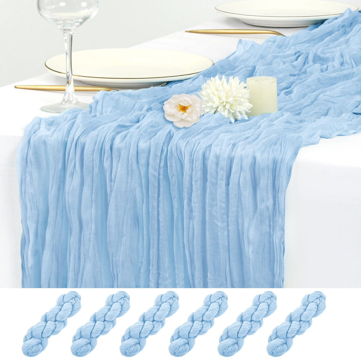 12 Pack Beige Cheesecloth Table Runner 17x108 Inch Boho Gauze Cheese Cloth Table Runners Rustic Sheer Runner for Wedding Party Baby Shower Birthday Home Decor