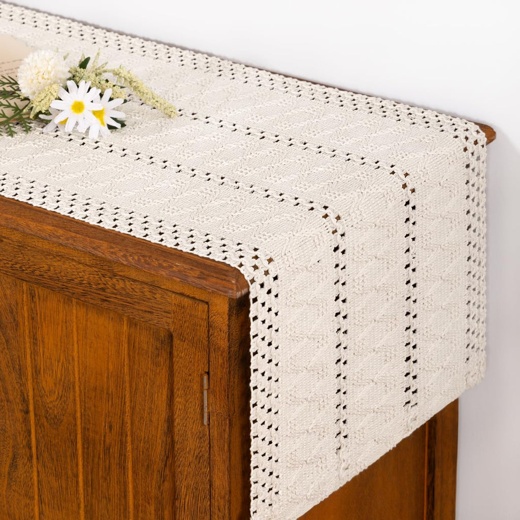 Boho Table Runner Fall Farmhouse Rustic Dining Dresser Scarf Home Decor