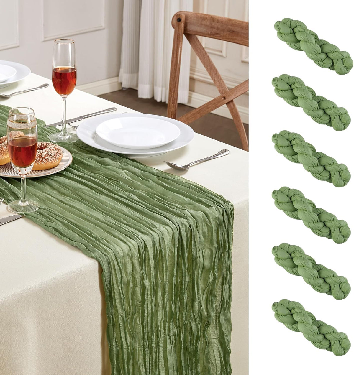 6 Pack White Cheesecloth Table Runner 35×120Inch Fall Boho Gauze Home Decor