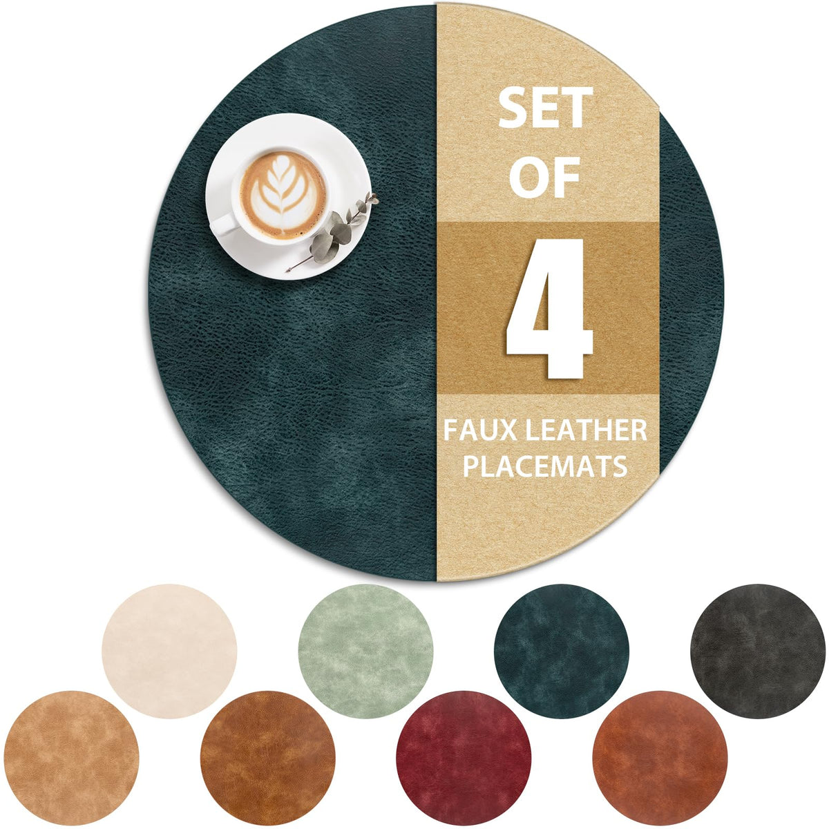 ADRIMER Placemats, Heat Resistant Oval Place Mats Set of 4 Easy to Clean