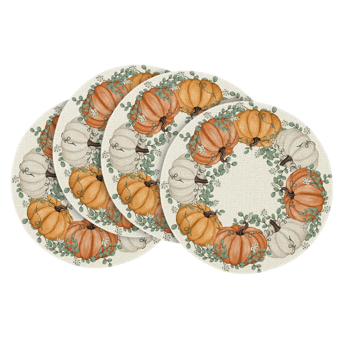 Artoid Mode Navy Blue Pumpkins Fall Placemats Set of 6-12 x 18 Inch
