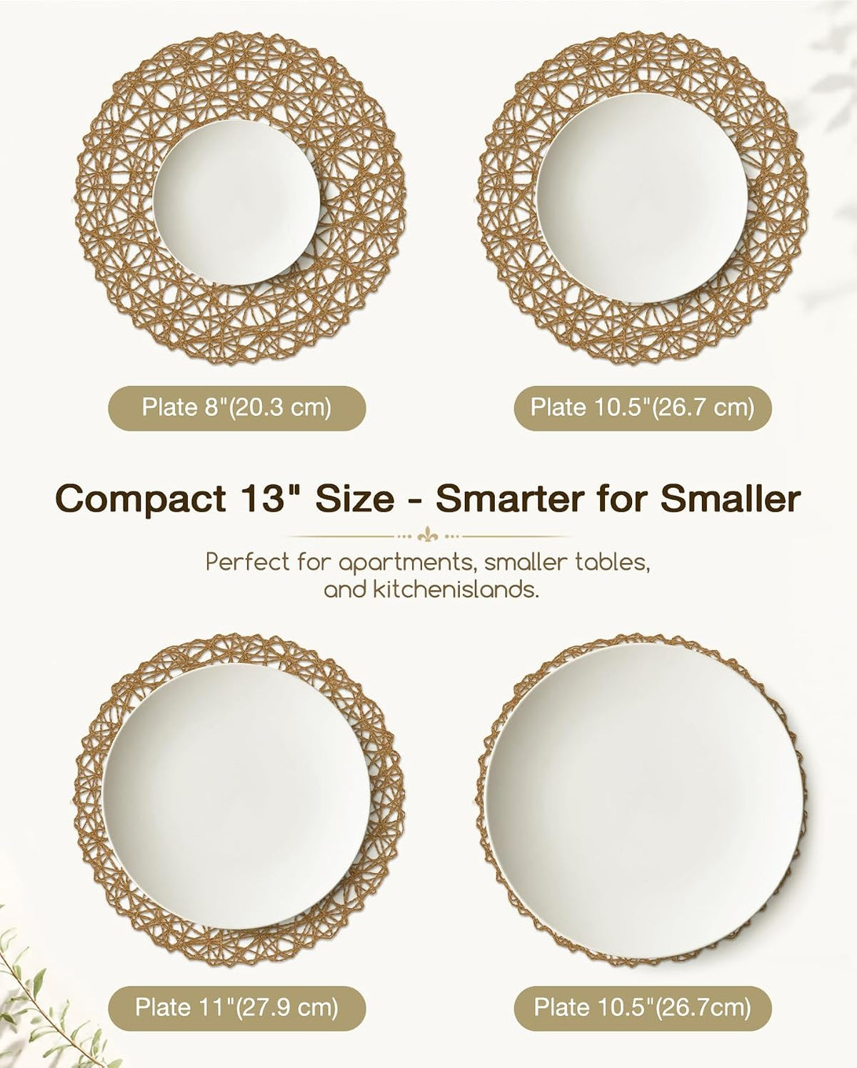 AHHFSMEI Paper Braided Round Placemats Set of 12 Natural Non-Slip Heat Resistant Table Mats for Dining Tables Woven Indoor & Outdoor Place mats(Brown,12)