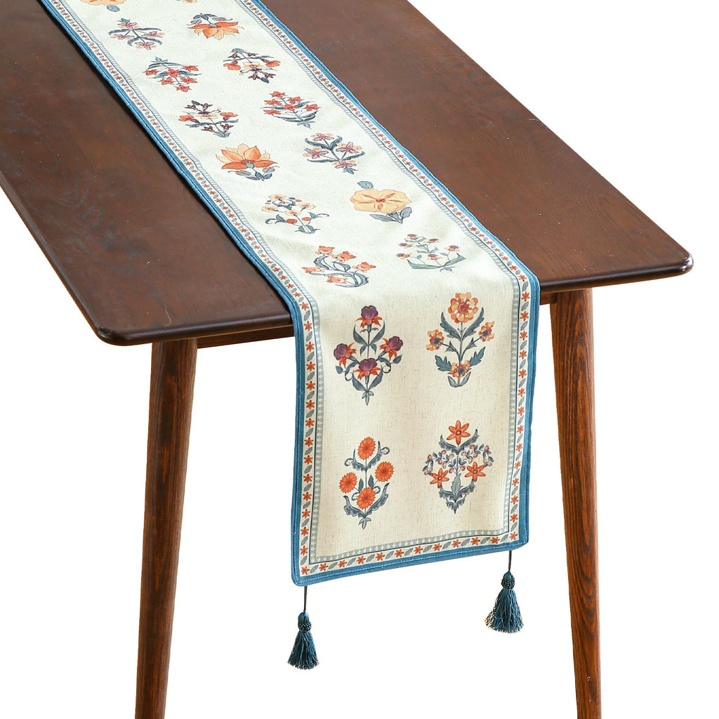 ISAENNE Designer French Linen Table Runner,71"x12"-Cornucopia
