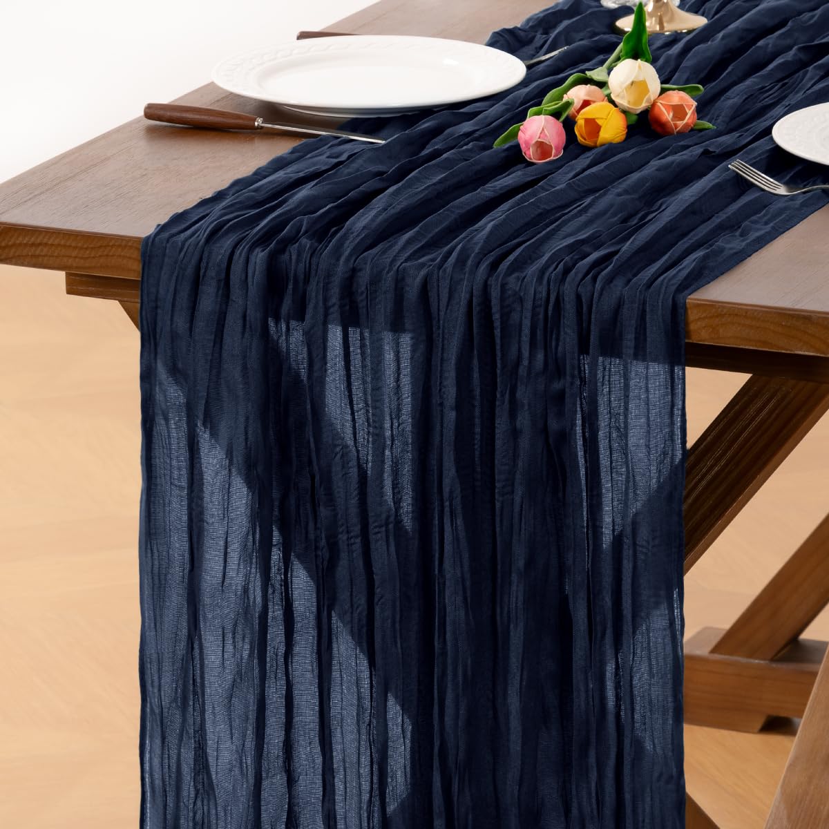 6 Pack Champagne Gold Cheesecloth Table Runner Fall Wrinkled Runner