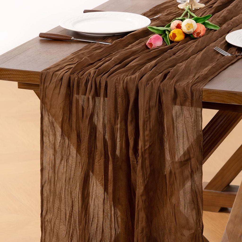 6 Pack Champagne Gold Cheesecloth Table Runner Fall Wrinkled Runner