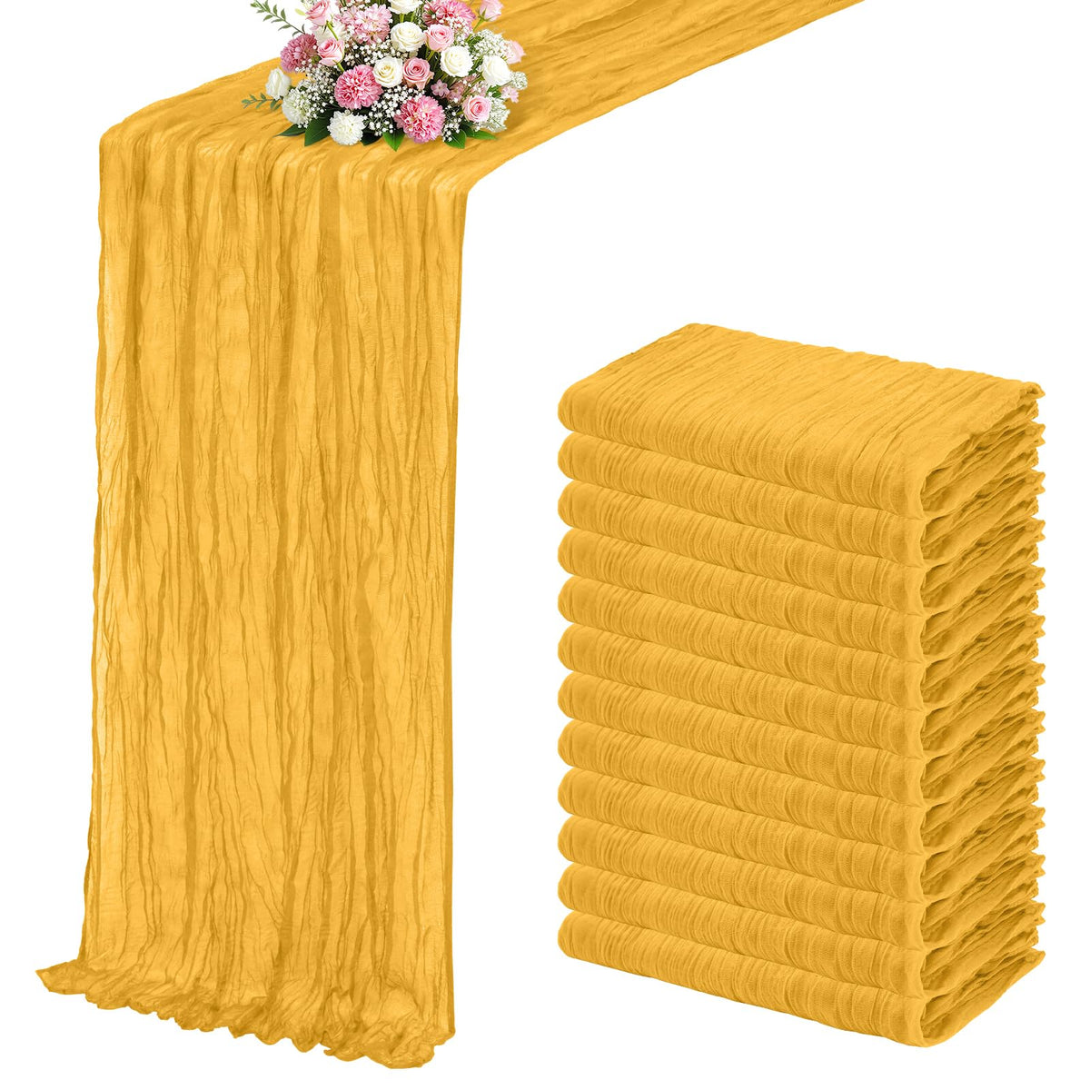 Terracotta Boho Cheesecloth Table Runner 12 Pack 17x108 Inch Sheer Gauze