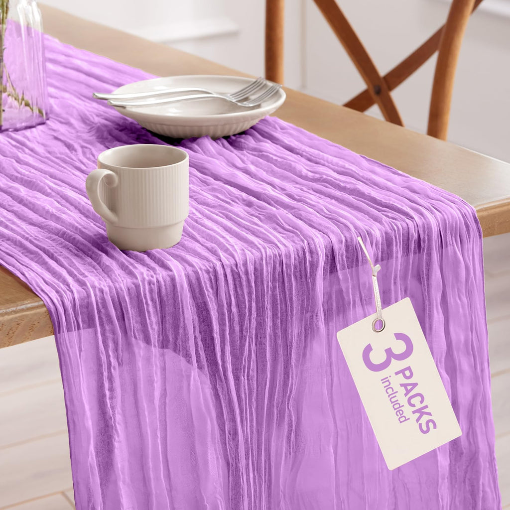 Pureegg 2 Pack Cheesecloth Table Runner 120 Inch Dusty Blue