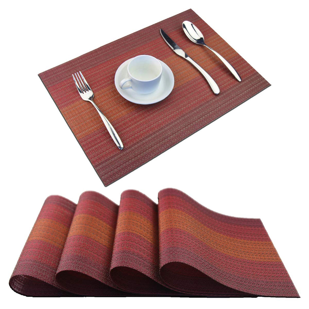 PIGCHCY Placemats,Durable Placemats for Dining Table,Washable Woven Vinyl Kitchen Placemats Set of 4 (Brown)