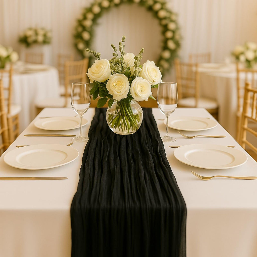 Red Cheesecloth Table Runner, 10 ft Gauze Runner for Wedding Table Decor
