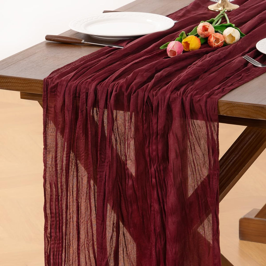 6 Pack Champagne Gold Cheesecloth Table Runner Fall Wrinkled Runner