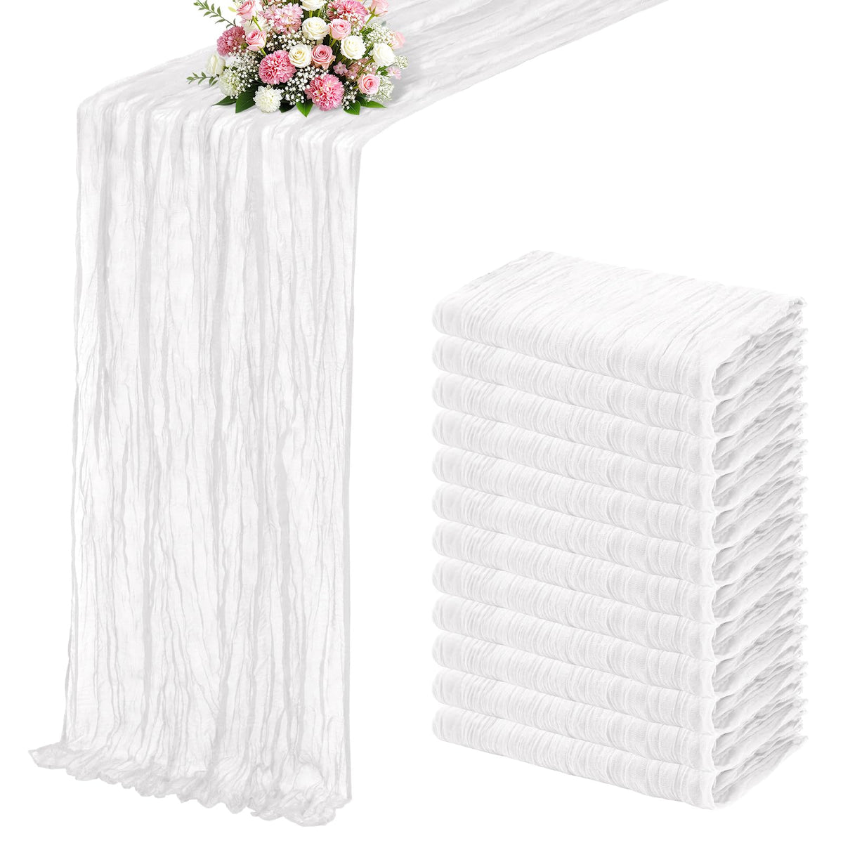 Terracotta Boho Cheesecloth Table Runner 12 Pack 17x108 Inch Sheer Gauze