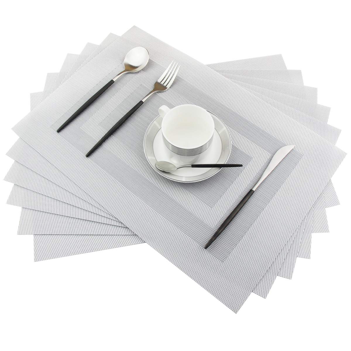 PIGCHCY Placemats,Durable Placemats for Dining Table,Washable Woven Vinyl Kitchen Placemats Set of 4 (Brown)