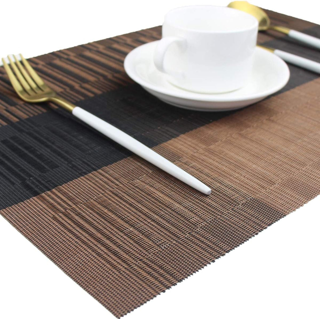 PIGCHCY Placemats,Durable Placemats for Dining Table,Washable Woven Vinyl Kitchen Placemats Set of 4 (Brown)