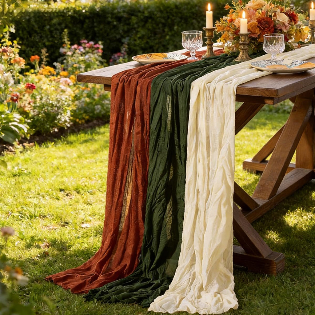 Sage Green Cheesecloth Table Runner Fall Wedding Birthday Party Home Decor