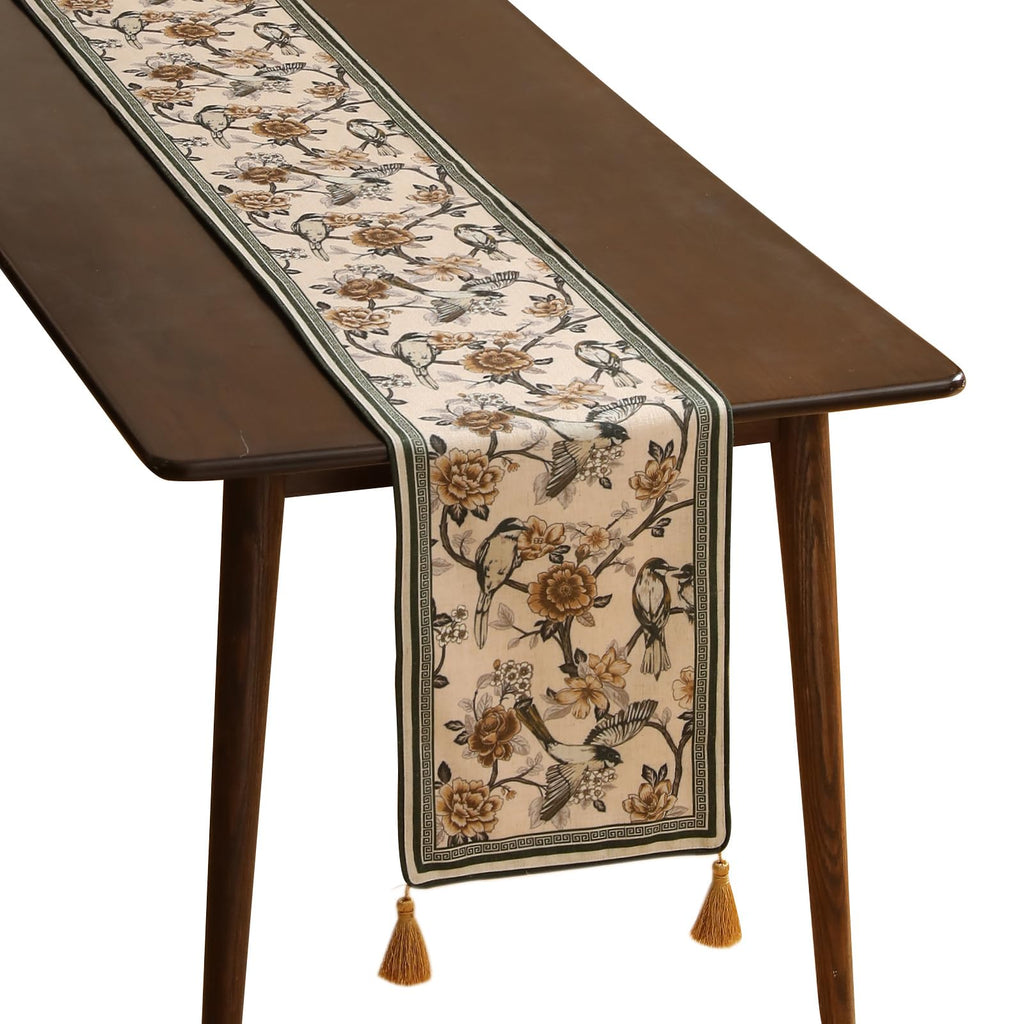 ISAENNE Designer French Linen Table Runner,71"x12"-Cornucopia