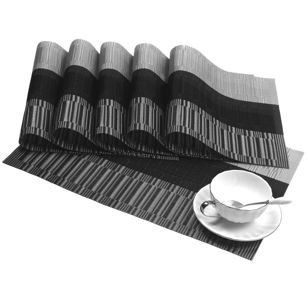 SHACOS Teal Blue Woven Placemats Set of 6 Place Mats for Dining Table