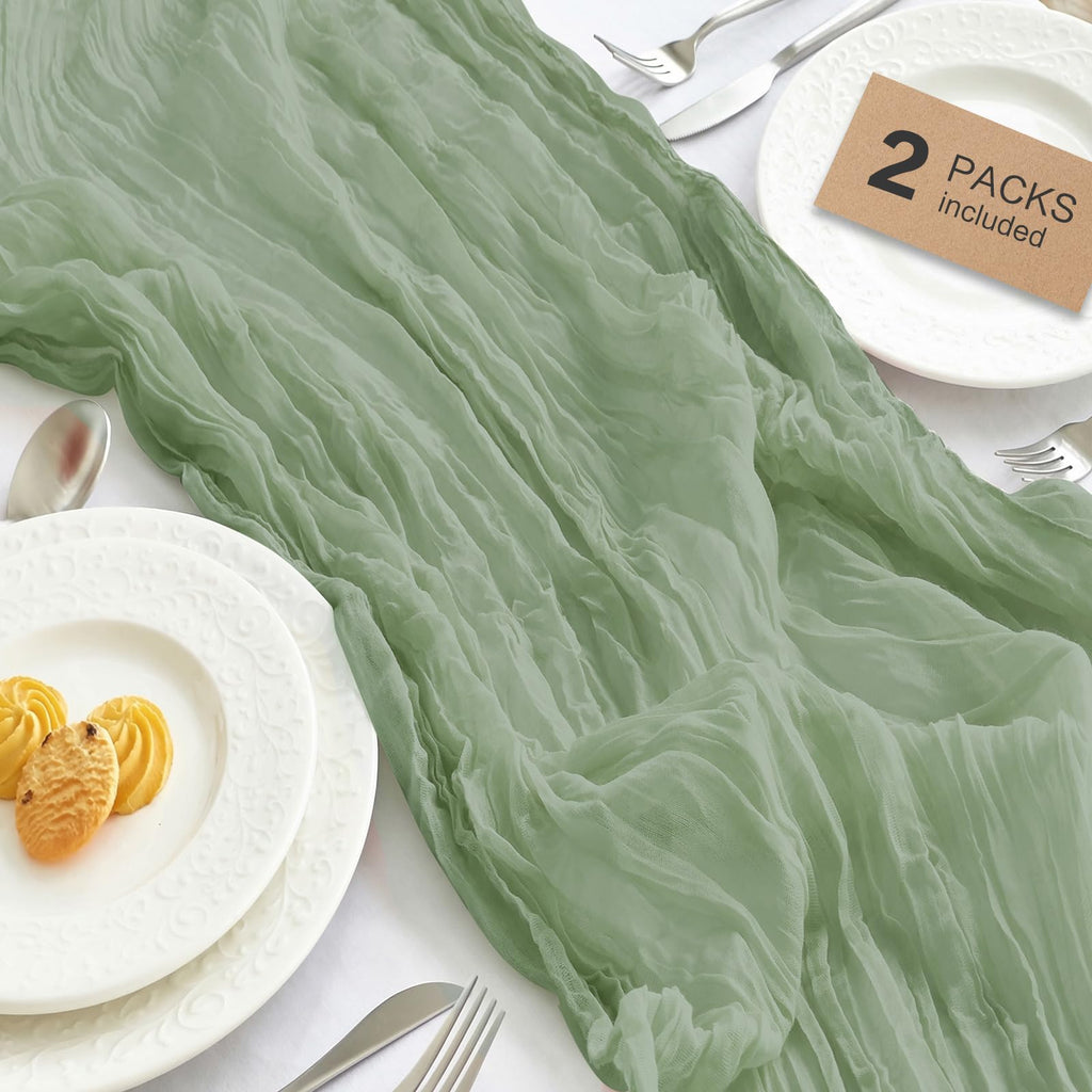 2 Pack Fall Table Runner Terracotta Cheesecloth for Home Thanksgiving Party