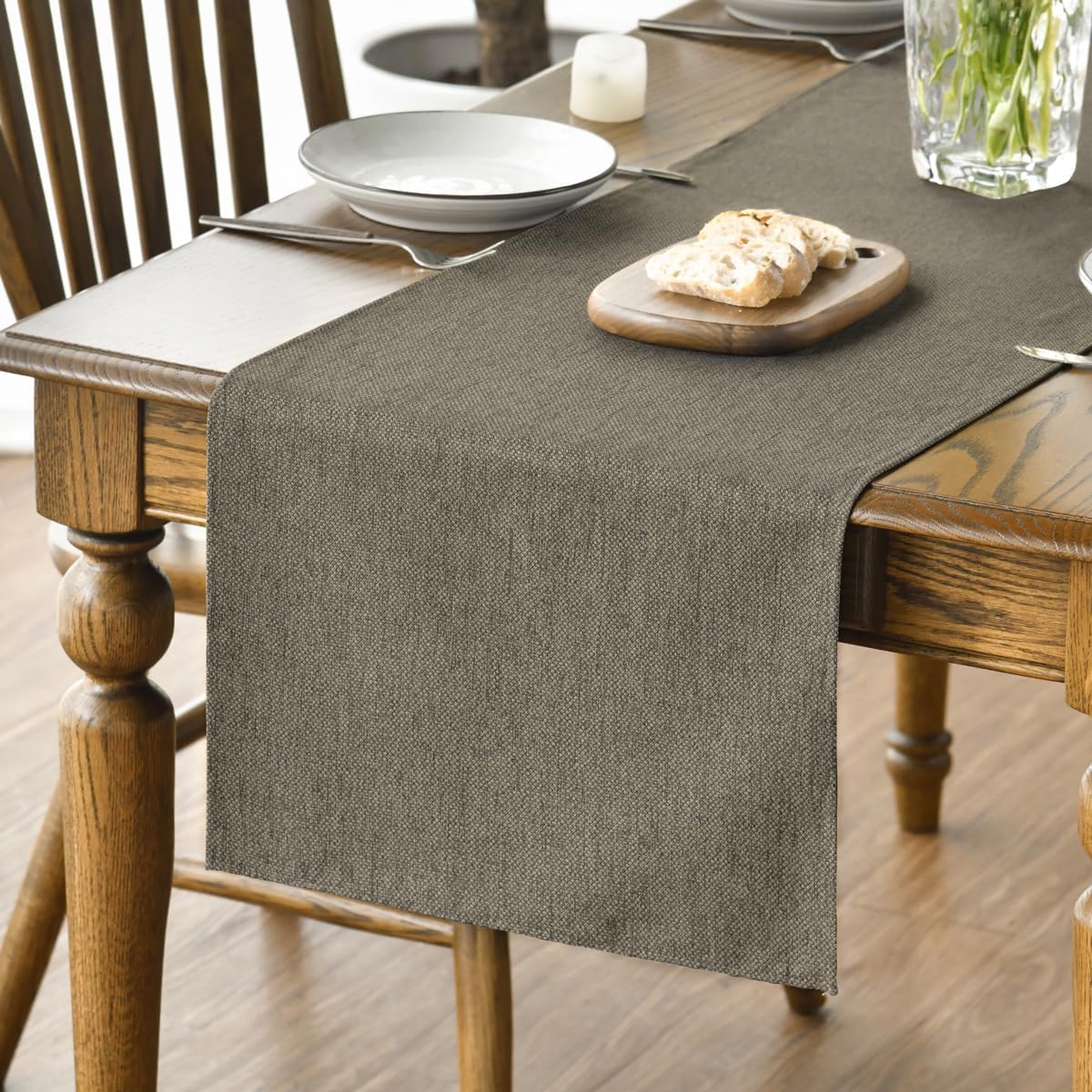 Artoid Mode Light Brown Table Runner, Seasonal Fall Washable Kitchen Dining Table Decoration for Home Party Decor 13x72 Inch