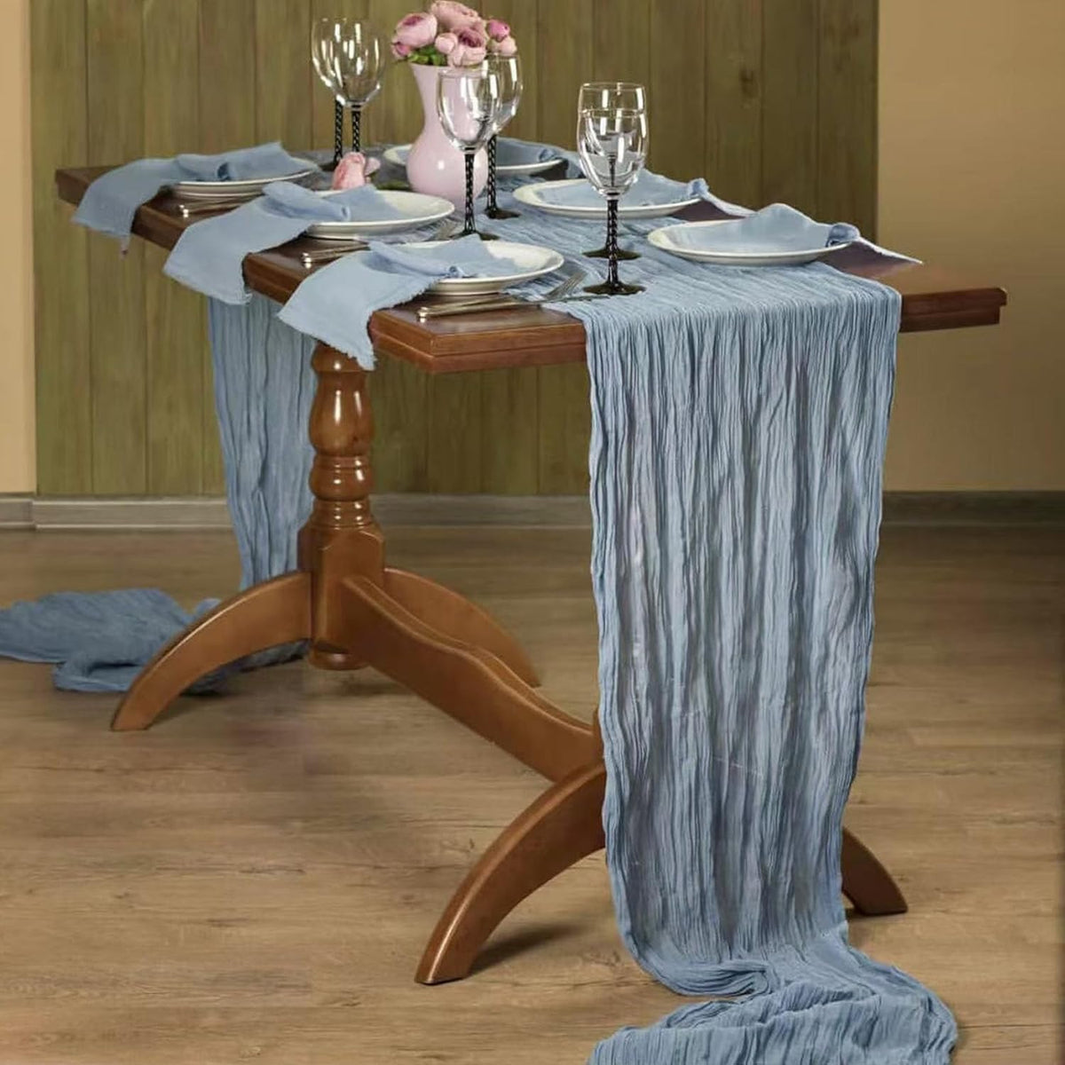 12Pack Dusty Blue Cheesecloth Table Runner 20x120 inch Gauze Table Runner