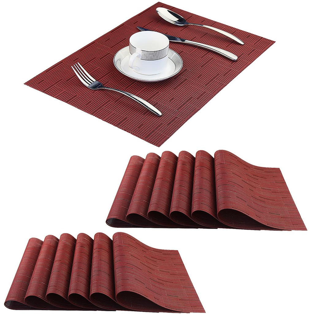 PIGCHCY Placemats,Durable Placemats for Dining Table,Washable Woven Vinyl Kitchen Placemats Set of 4 (Brown)