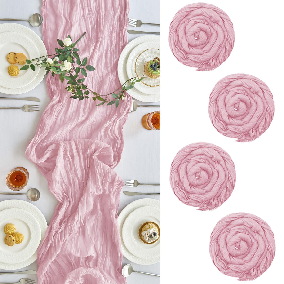 2 Pack Fall Table Runner Terracotta Cheesecloth for Home Thanksgiving Party