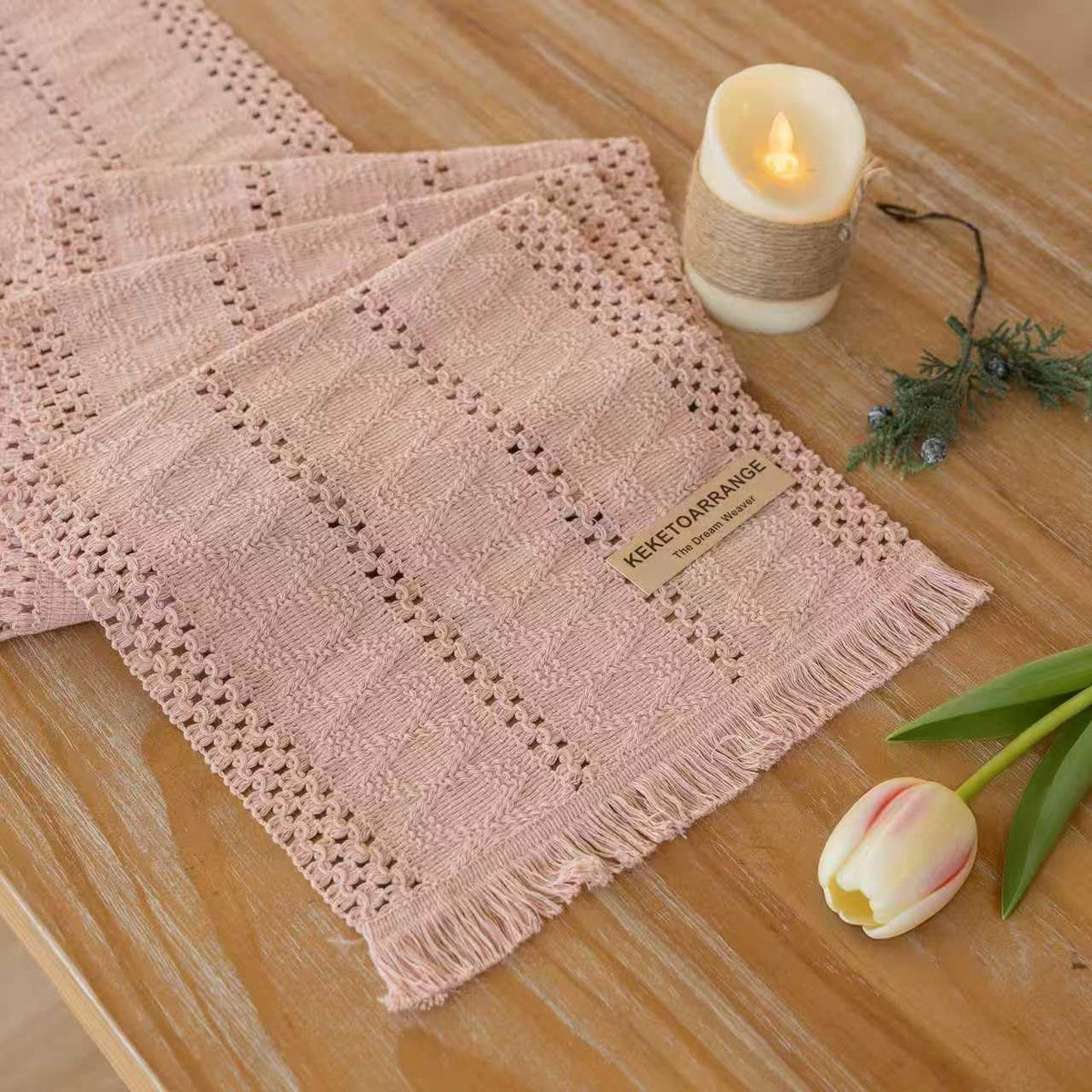 Keketoarrange Boho Macrame Table Runner 12x72 Inch