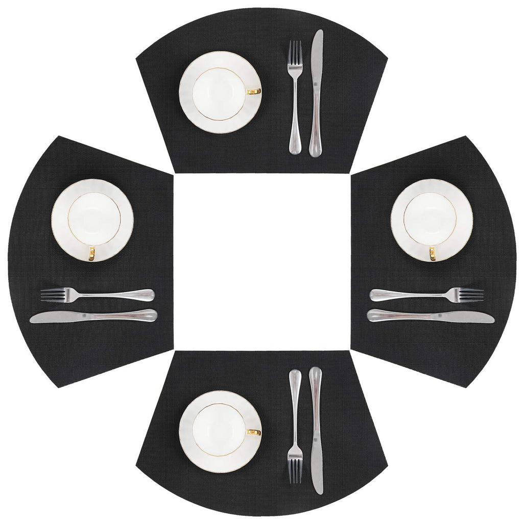 SHACOS Wedge Shape Placemats Set of 4 Woven Vinyl Placemat for Round Table