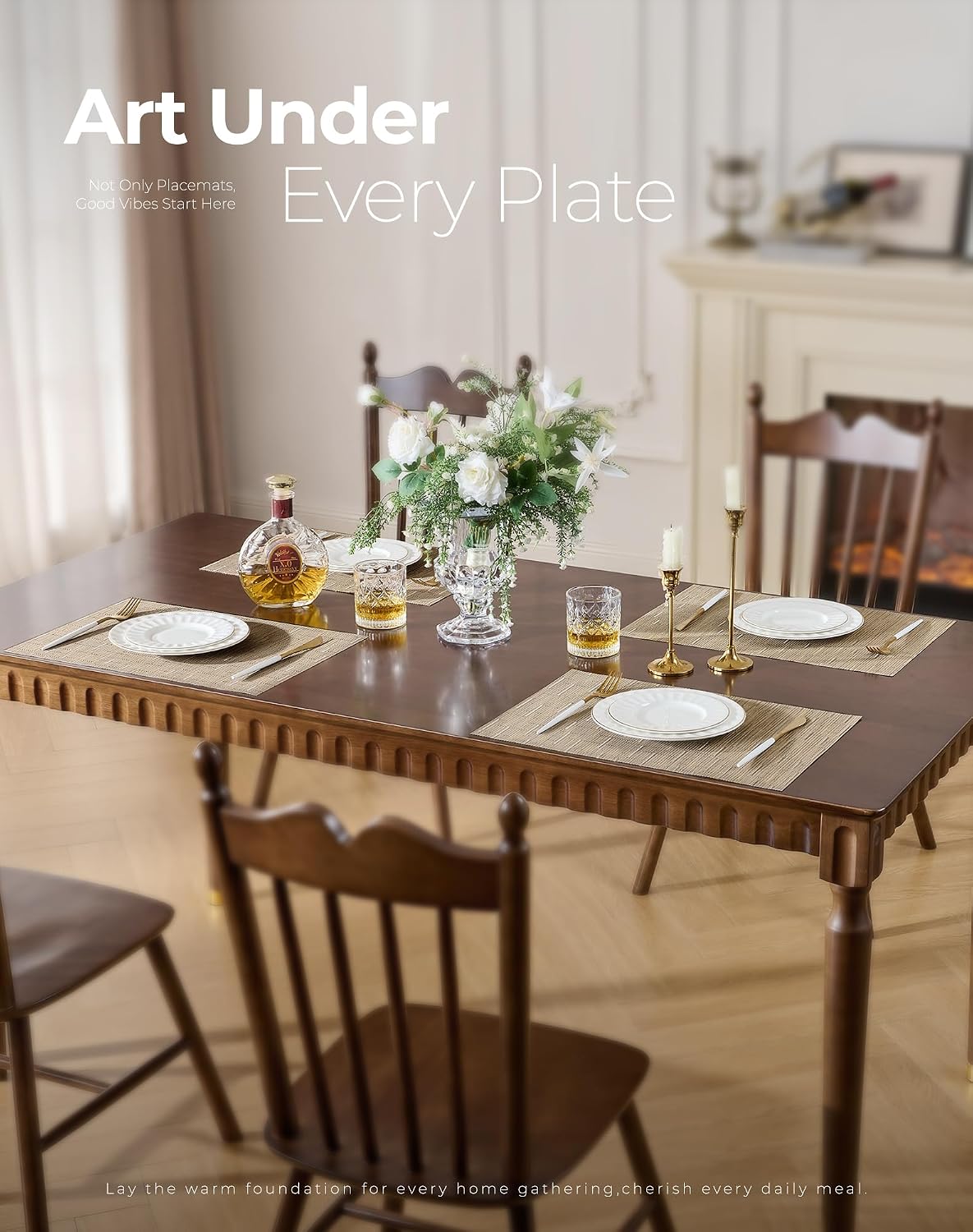 Leetaltree Light Brown Placemats Set of 8 - Heat Resistant Woven Vinyl