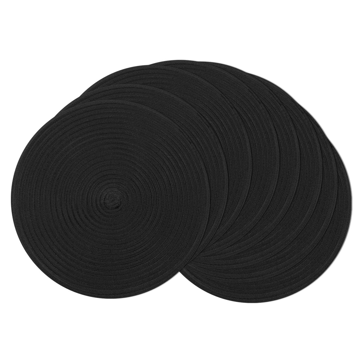 SHACOS 15 inch Round Placemats Set of 6, Cotton Polyester Woven Braided Place Mats, Washable Heat Resistant Circle Table Mats for Dining Table (Beige, 6)