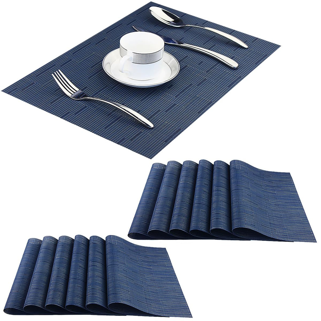PIGCHCY Placemats,Durable Placemats for Dining Table,Washable Woven Vinyl Kitchen Placemats Set of 4 (Brown)