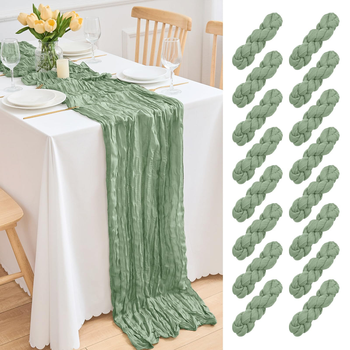16 Pack Lavender Cheesecloth Table Runner 21.5 x 120 Inches Boho Gauze Table Runners 10FT Long Cheese Cloth Table Runner for Bridal Shower Baby Shower Birthday Party Wedding Decor