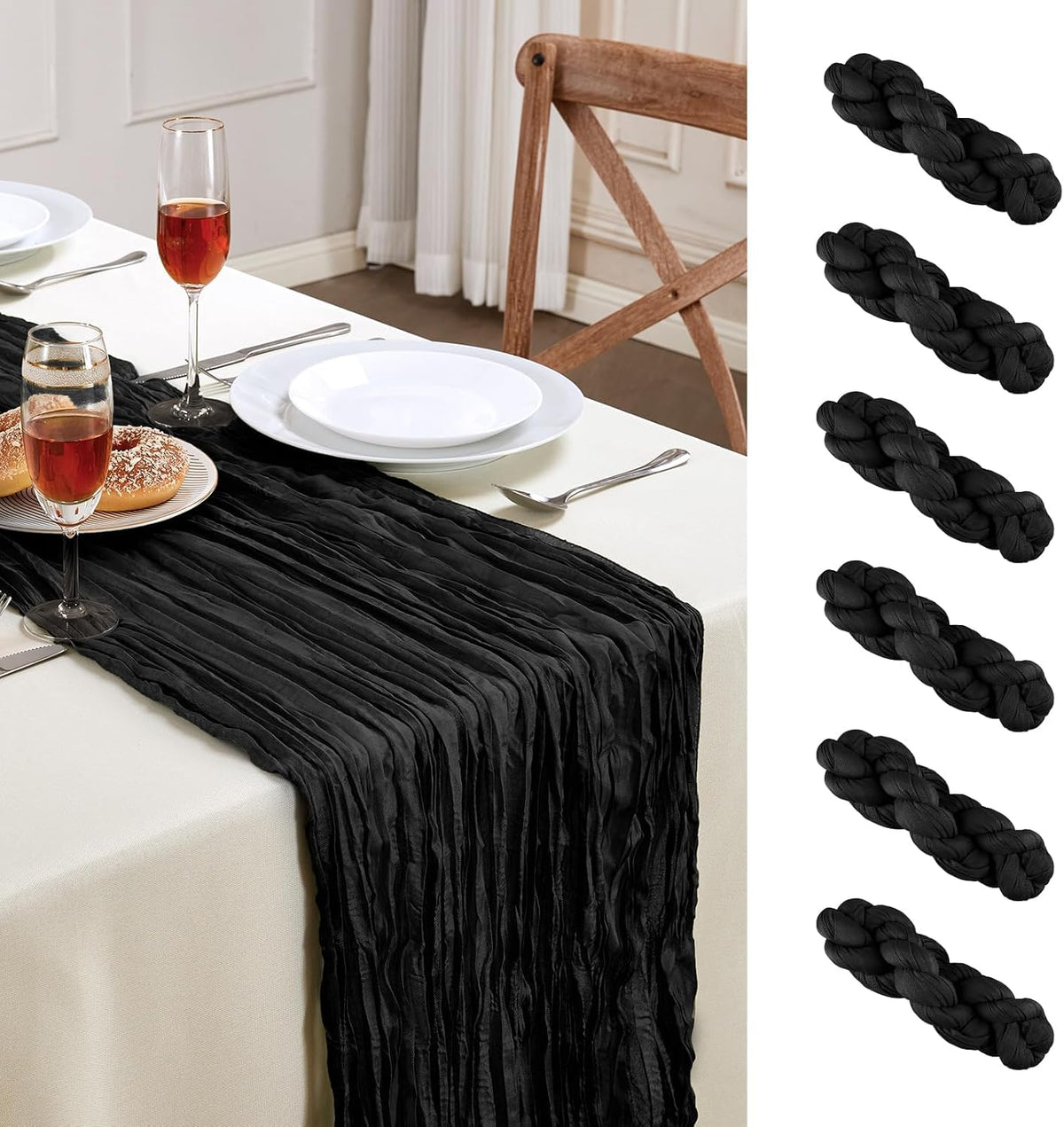 6 Pack White Cheesecloth Table Runner 35×120Inch Fall Boho Gauze Home Decor