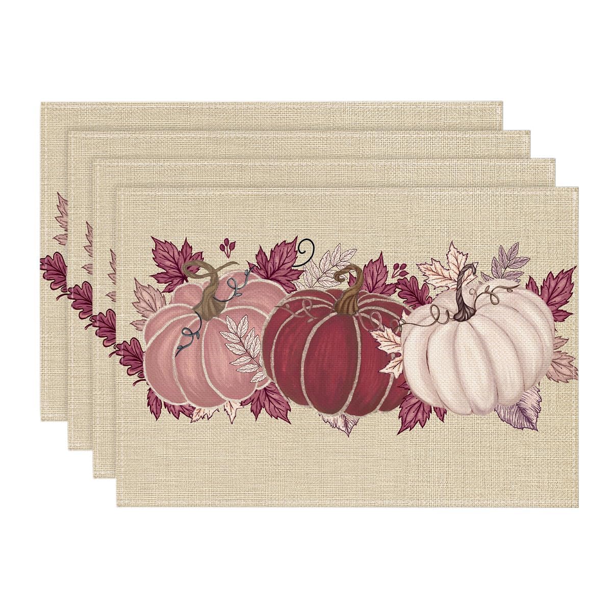 Artoid Mode Navy Blue Pumpkins Fall Placemats Set of 6-12 x 18 Inch