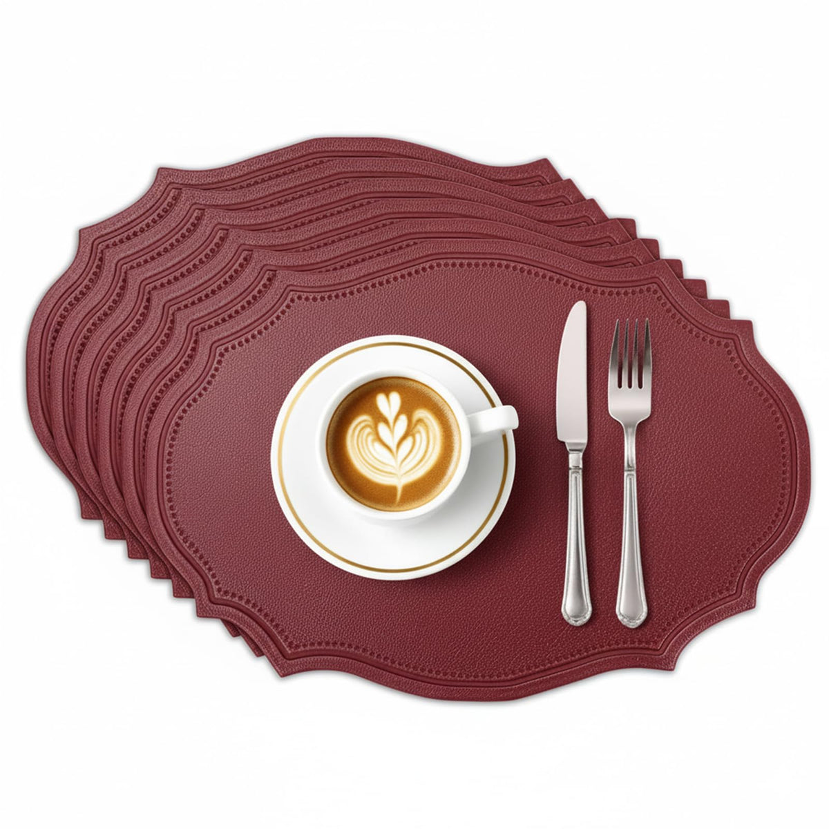 Durable Table Placemats Set of 6,Waterproof Non-Slip Heat Resistant Table Mats,Dual-Sided Faux Leather Place Mats for Dining Party Outdoor.