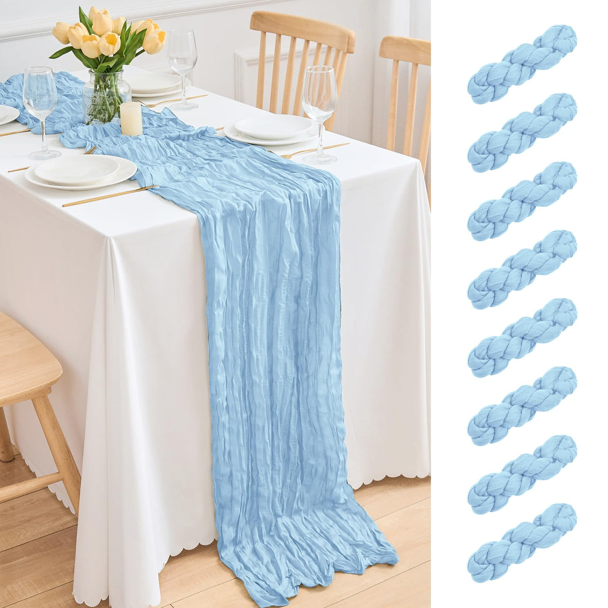 16 Pack Lavender Cheesecloth Table Runner 21.5 x 120 Inches Boho Gauze Table Runners 10FT Long Cheese Cloth Table Runner for Bridal Shower Baby Shower Birthday Party Wedding Decor