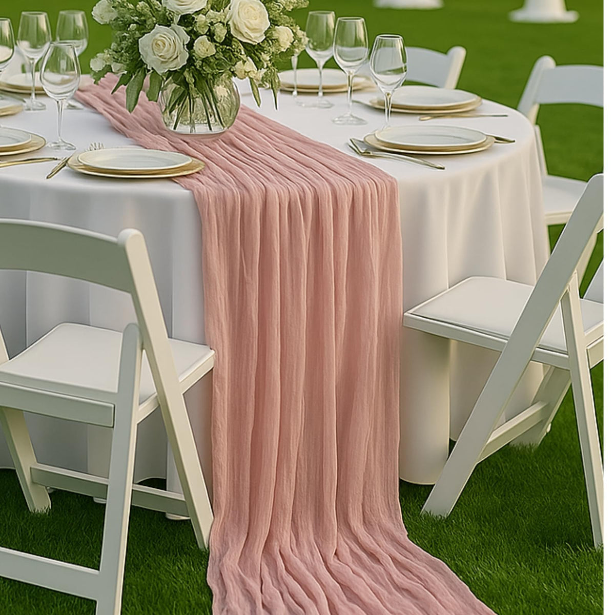 Red Cheesecloth Table Runner, 10 ft Gauze Runner for Wedding Table Decor