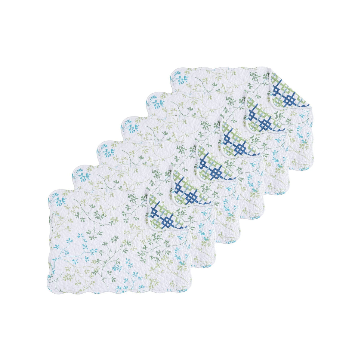 Bailey Vintage Quilted 100% Cotton Set of 6 Placemats 13" x 19"