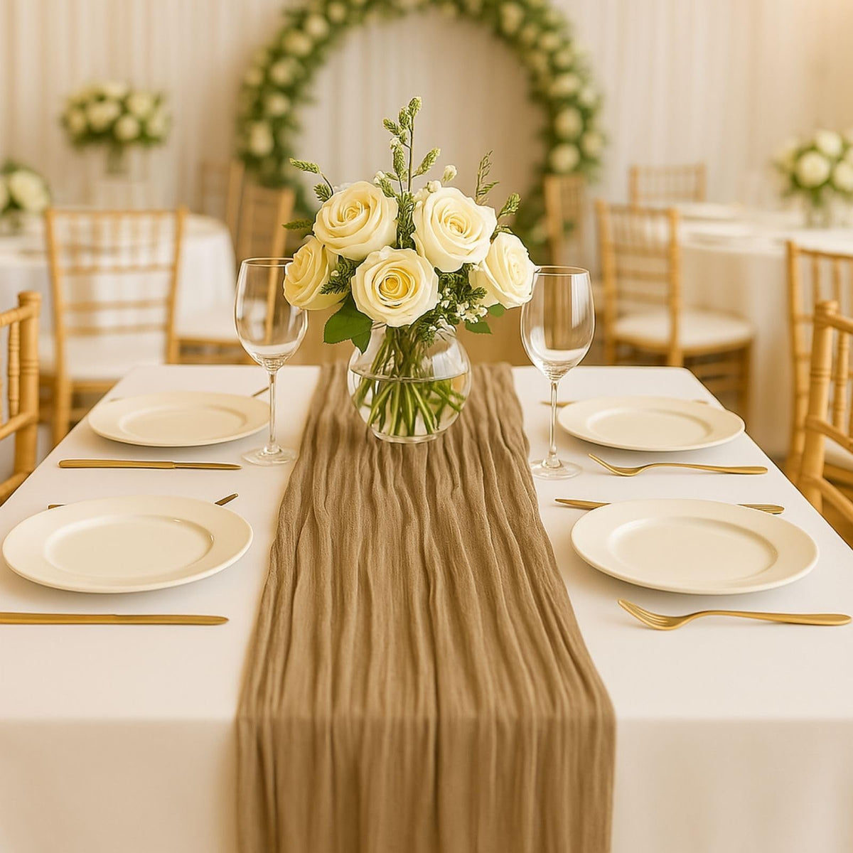 Red Cheesecloth Table Runner, 10 ft Gauze Runner for Wedding Table Decor