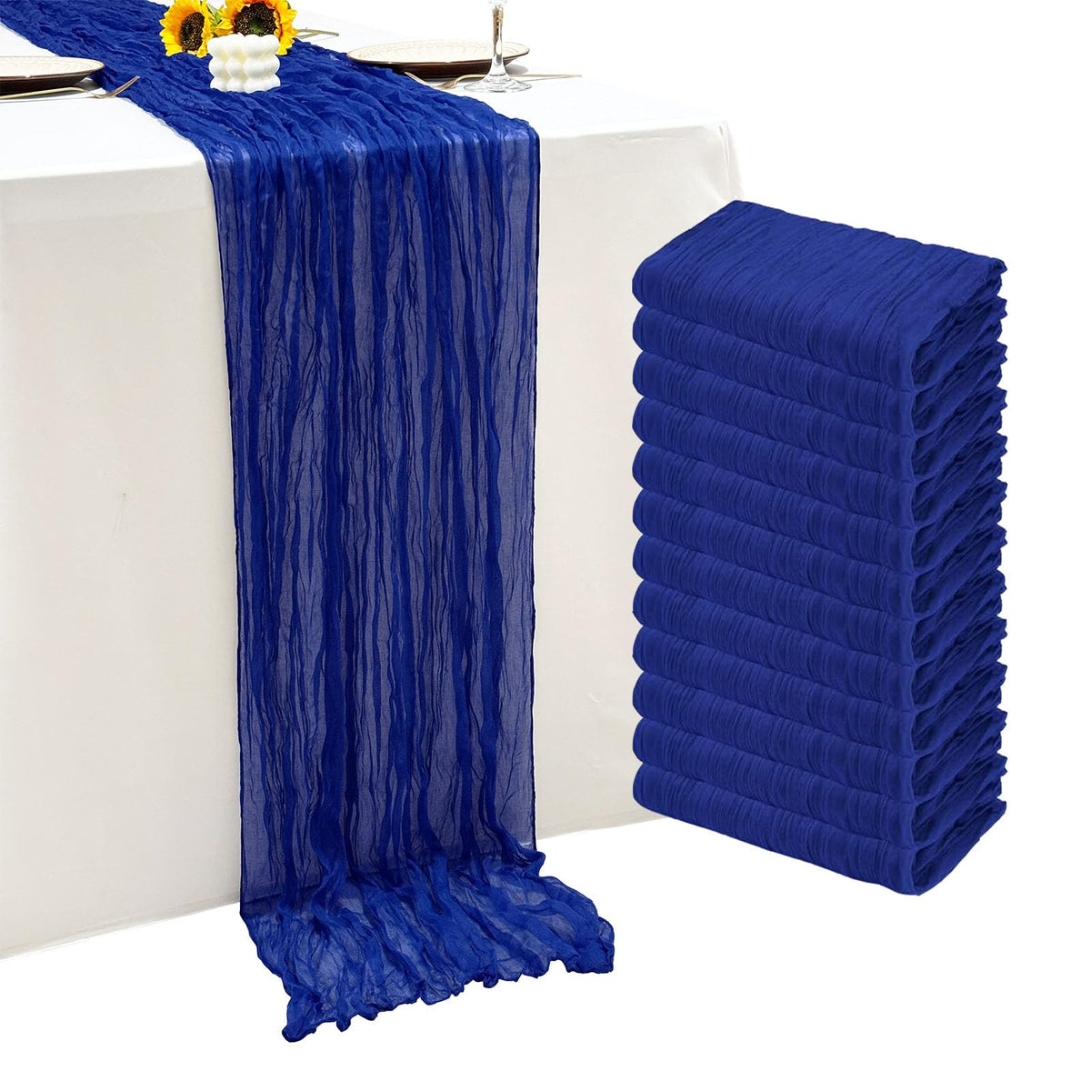 12Pack Dusty Blue Cheesecloth Table Runner 20x120 inch Gauze Table Runner