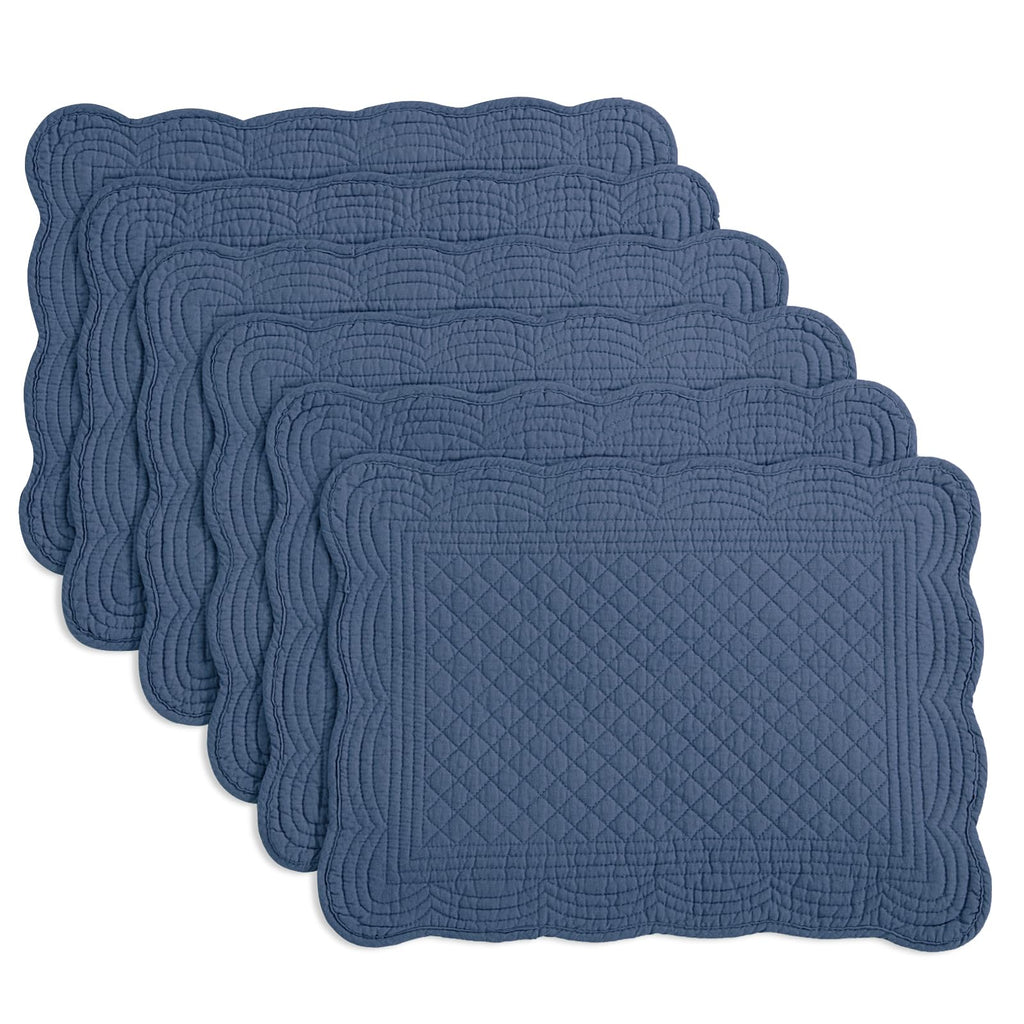 HOMBYS Quilted Placemats Set of 6 Washable-13x18 inches Rectangular Placemats for Kitchen Table-100% Cotton Fabric Rectangular Table Mats, (Emerald Green)