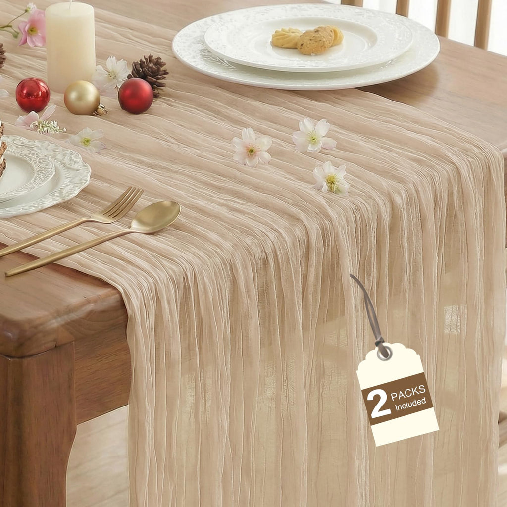 2 Pack Fall Table Runner Terracotta Cheesecloth for Home Thanksgiving Party