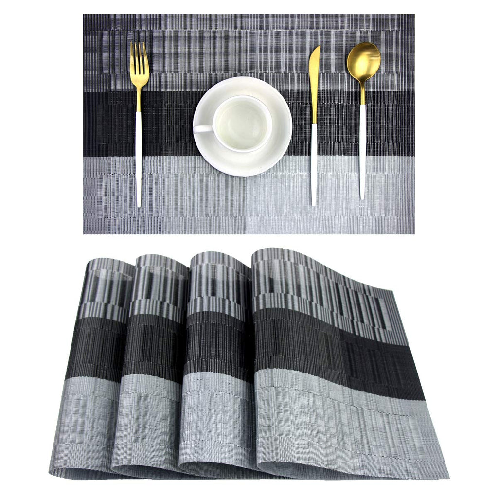 PIGCHCY Placemats,Durable Placemats for Dining Table,Washable Woven Vinyl Kitchen Placemats Set of 4 (Brown)
