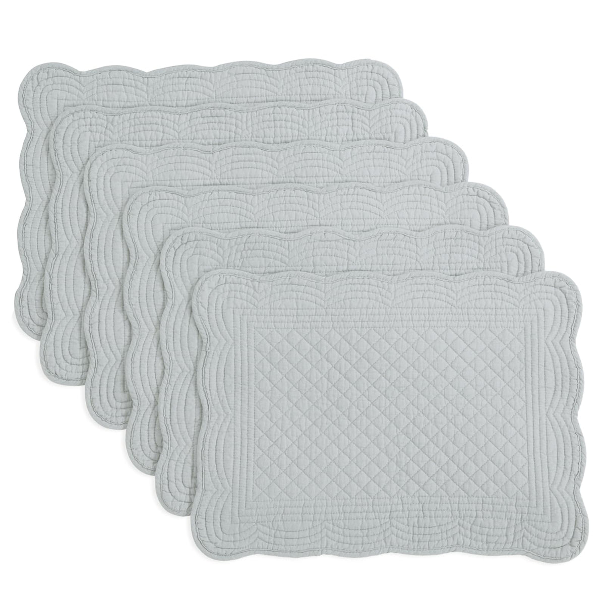 HOMBYS Quilted Placemats Set of 6 Washable-13x18 inches Rectangular Placemats for Kitchen Table-100% Cotton Fabric Rectangular Table Mats, (Emerald Green)