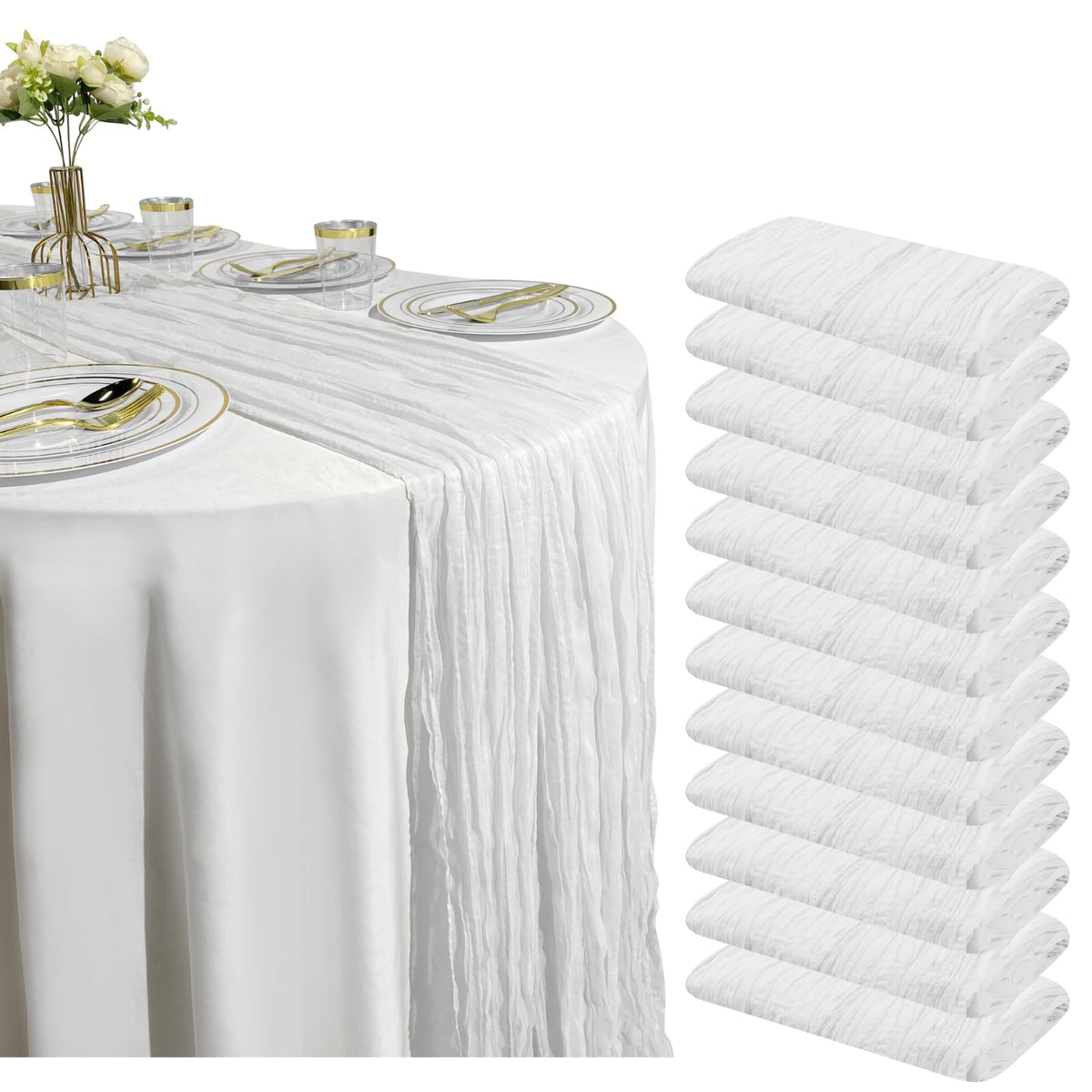 Red Cheesecloth Table Runner, 10 ft Gauze Runner for Wedding Table Decor
