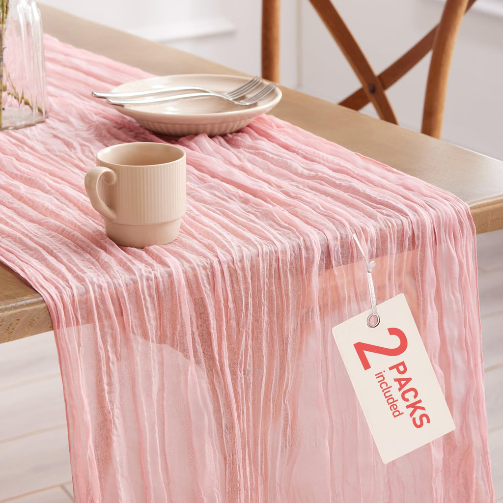 Pureegg 2 Pack Cheesecloth Table Runner 120 Inch Dusty Blue