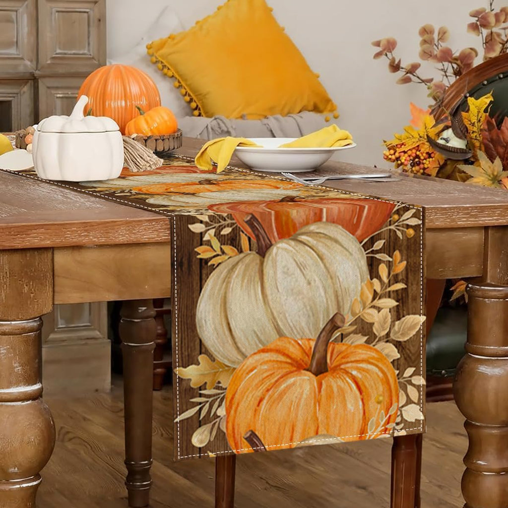 RABUSOFA Fall Table Runner 13x72 Inch Orange Pumpkins Fall Decor for Home