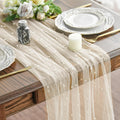 Artoid Mode 6-Pack Pearl Beige Gauze Table Runner 10FT Home Decor