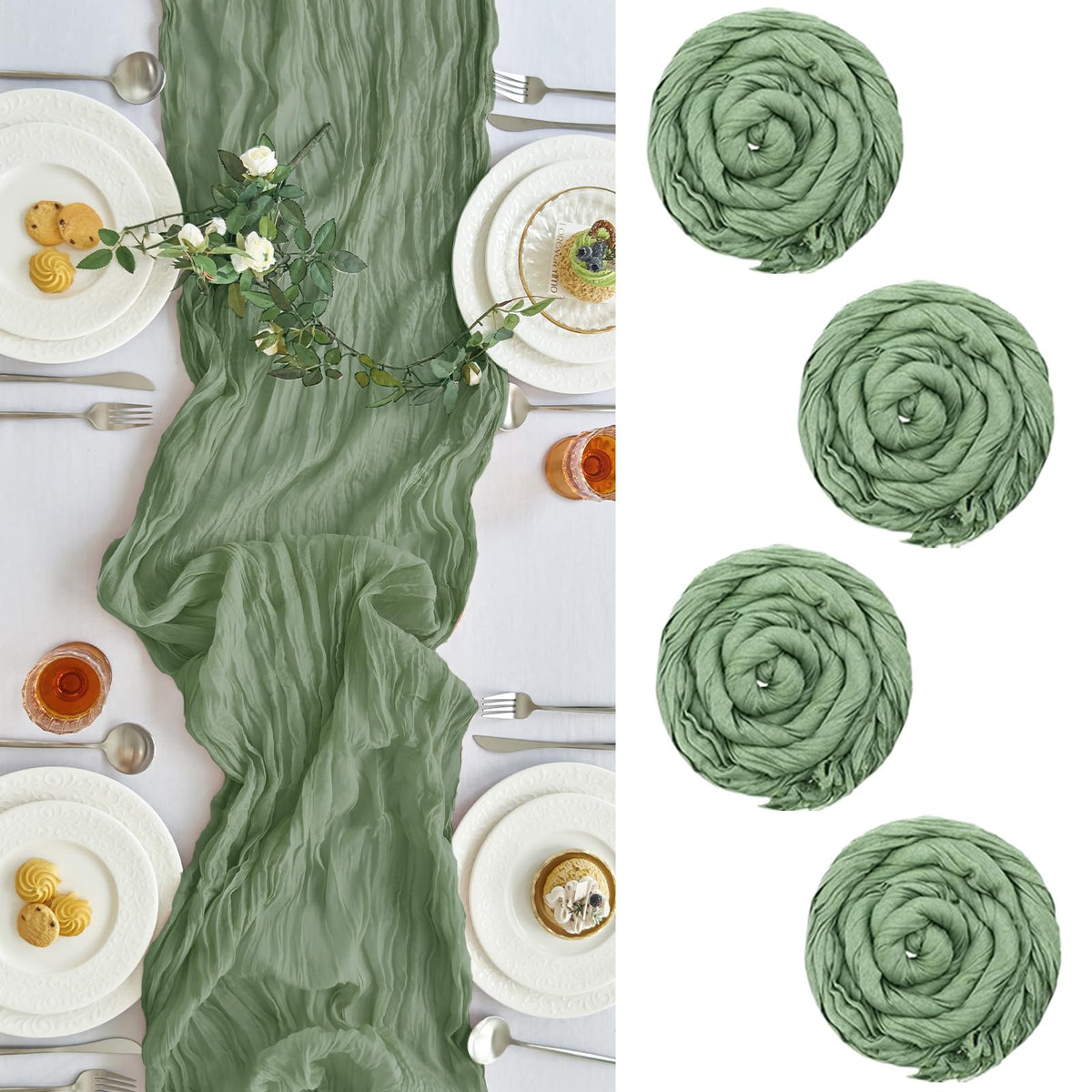 2 Pack Fall Table Runner Terracotta Cheesecloth for Home Thanksgiving Party
